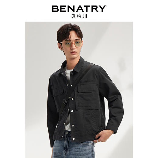 贝纳川经典翻领男士休闲夹克外套ECK100005 商品图1