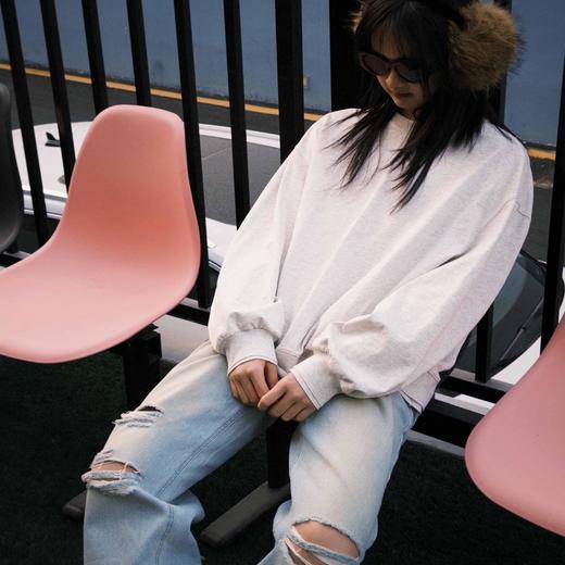 顺丰包邮洛诗琳82045纯棉双层罗纹落肩袖慵懒显瘦百搭卫衣819 商品图1