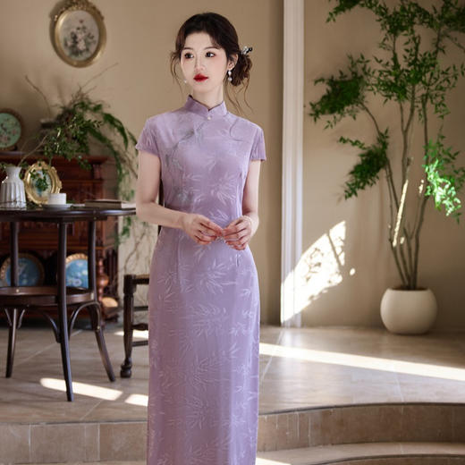 《恋影》紫色新中式，改良年轻款气质旗袍YG-2500 商品图0