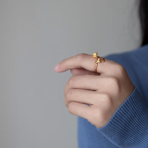 孤芳 纯银腊梅花开口戒指 商品图2