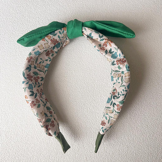 春季新款田园风布艺碎花蝴蝶结儿童撞色甜美发箍 商品图3