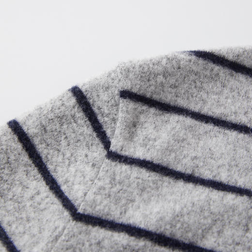 ROMI STUDIO“复古松弛”蓝灰条纹磨毛绒感圆领长袖T恤 RWCSS41511 商品图3