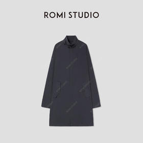 ROMI STUDIO“率性自我”高支棉褶皱蝙蝠袖高领长款风衣 RWCSW41603