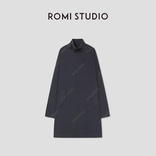 ROMI STUDIO“率性自我”高支棉褶皱蝙蝠袖高领长款风衣 RWCSW41603 商品图0