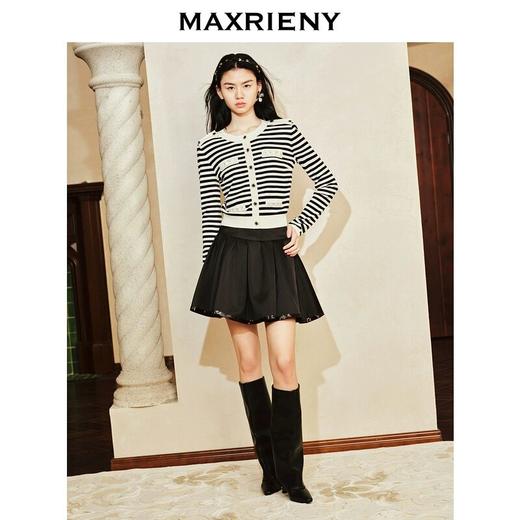 MAXRIENY【商场同款-摩登女爵】奢华都市条纹小香风毛织外套(货号:MC85JA054) 商品图1