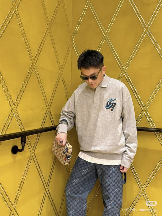 GUCCI 灰色蓝蛇POLO卫衣 商品图3