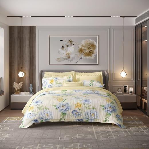 【6楼】富安娜床单四件\青花瓷，黄，零售价3680~3880元，活动价1599/1699元 商品图0