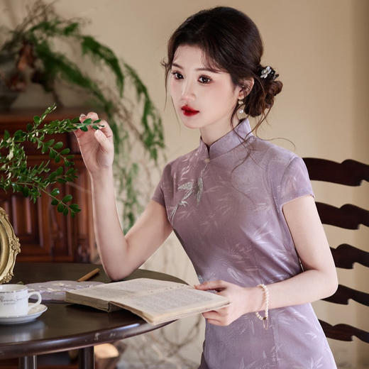 《恋影》紫色新中式，改良年轻款气质旗袍YG-2500 商品图1