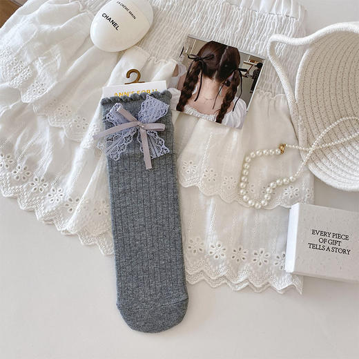【芭蕾风❗️3双装蕾丝波点蝴蝶结袜子】春秋款中筒ins潮，排汗吸湿，亲肤不刺激，可爱女生花边堆堆袜QQ 商品图9