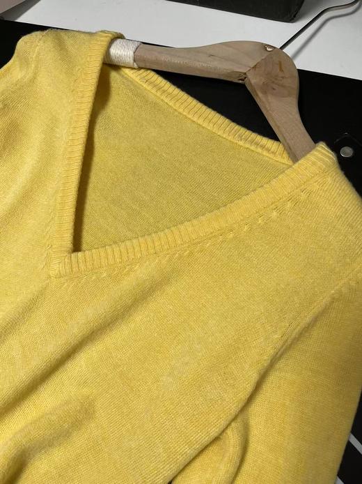 孤品清-（NO退，能接受下单哦） V 领黄色针织连衣裙（微脏）-喜出 商品图2