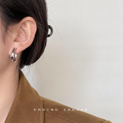 高级感极简几何素圈设计感耳环 商品图3