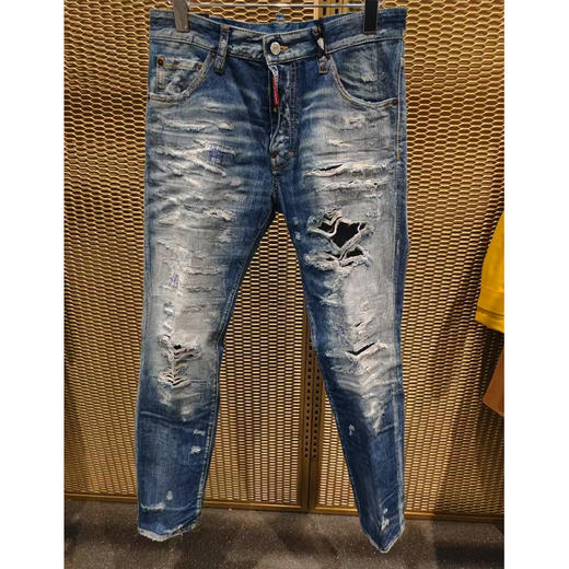 DSQUARED2 男士 Cool Guy  徽标标签破洞牛仔裤 浅蓝色 S74LB1648 S30309 470 商品图0