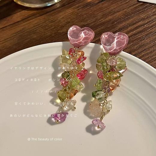 手作甜美玻璃水晶气质高级感耳饰 商品图0