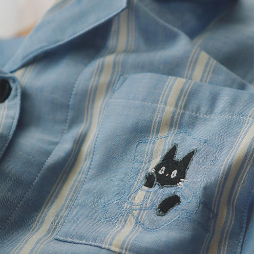 【全棉双层纱】2025新款野兽家同款刺绣猫咪居服纯棉纱布情侣睡衣套装全棉可外穿春秋季男女款 商品图2