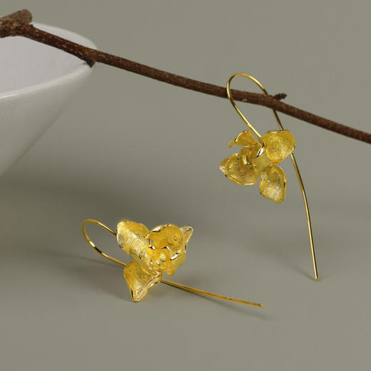 蝴蝶与兰 纯银蝴蝶兰耳饰 商品图1