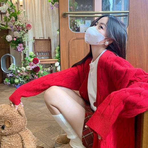 <曾小咸推荐>2.12现货秒杀 ！微信超特价！2色麻花毛衣开衫 日常189.99 立减100 秒杀89.99！！ 商品图2