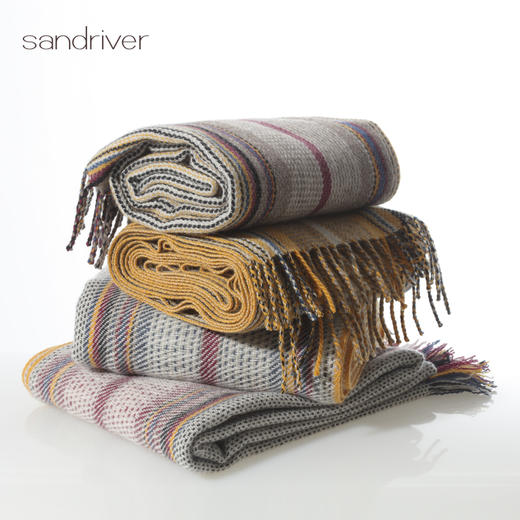 青海手工氆氇条纹流苏围巾SJF96P852A 商品图6