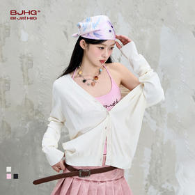 BJHG不计后果 复古v领针织开衫春季女新款慵懒松弛感宽松毛衣外套