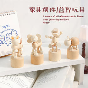 「9.9到手！木质摆件」木质小动物迷你桌面摆件创意可爱学生儿童益智玩具北欧风卧室装饰家居饰品