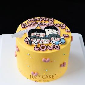 1027CAKE | 奶油霜手绘 相亲相爱一家人