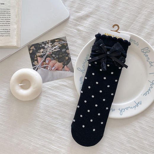 【芭蕾风❗️3双装蕾丝波点蝴蝶结袜子】春秋款中筒ins潮，排汗吸湿，亲肤不刺激，可爱女生花边堆堆袜QQ 商品图4