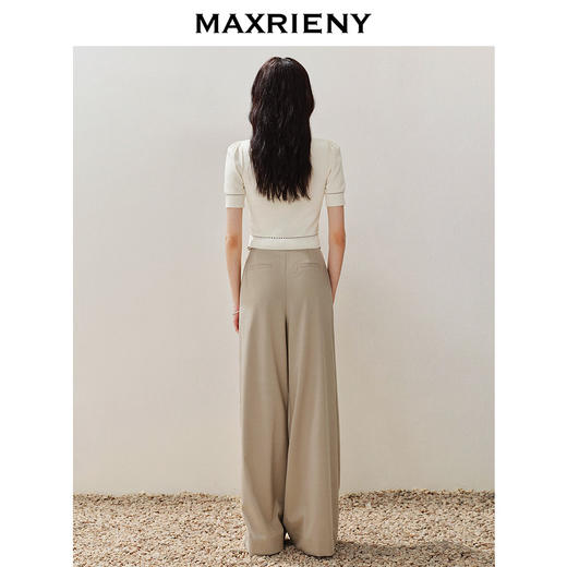 MAXRIENY精致复古宽松阔腿裤随性腰头抽绳设计2024夏季新款休闲裤(货号:MS85PA027) 商品图3