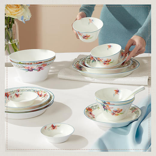 【6F】玛戈隆特【乔迁礼】兰亭雅宴系列骨瓷餐具整套家用中式餐具碗盘乔迁礼 新中式餐具 商品图2