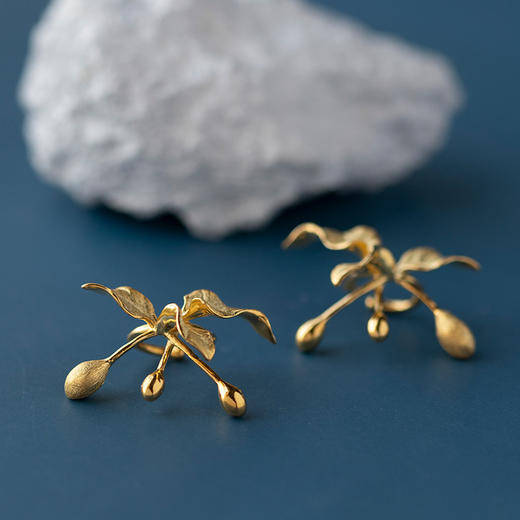 花鸟册 纯银古风花草耳骨夹 商品图0