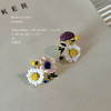 珐琅滴釉复古花朵耳环 商品缩略图0