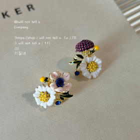 珐琅滴釉复古花朵耳环