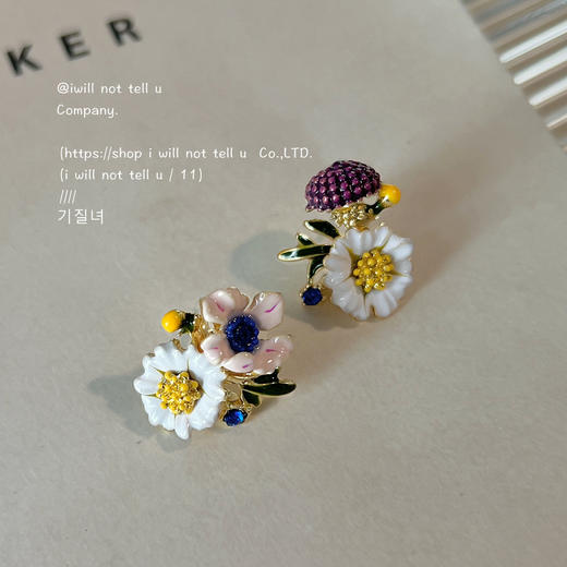 珐琅滴釉复古花朵耳环 商品图0