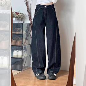 <曾小咸推荐> 深蓝色直筒弯刀牛仔裤 日常159/件 活动价139.99/件！！明天恢复原价，下单要抓紧！！