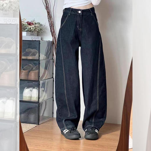 <曾小咸推荐> 深蓝色直筒弯刀牛仔裤 日常159/件 活动价139.99/件！！明天恢复原价，下单要抓紧！！ 商品图0