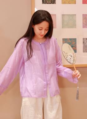 【抖音专属】新中式衬衣(24810975-暮山紫结缘款)