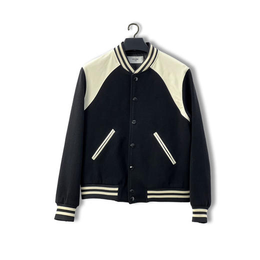 新品 Celine 2024SS 新款真小羊皮拼接羊毛棒球服 商品图0
