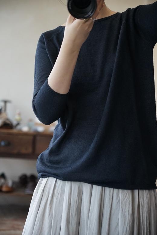 apuntob 丝麻混纺修身上衣T恤 商品图3