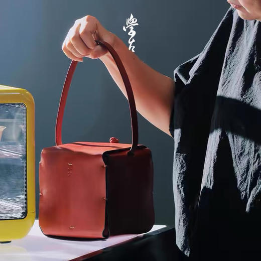 学古|小方茶箱 意大利牛皮手工擦色三色可选 商品图1