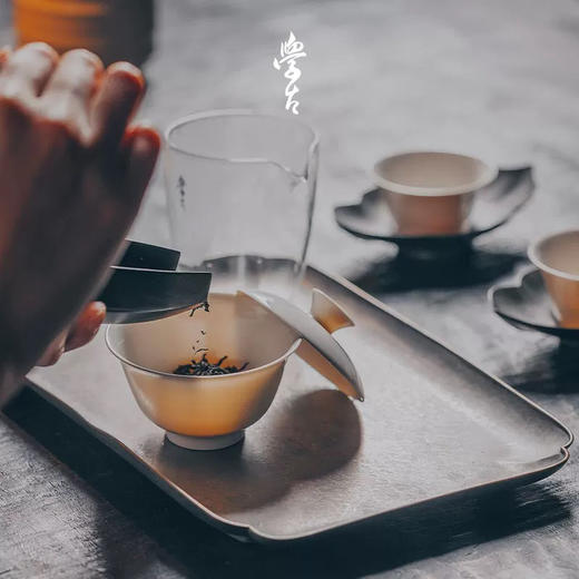 学古|全手工沁香盖碗米黄釉 手工雅集品茗泡茶景德镇瓷盖碗 100ml 商品图2