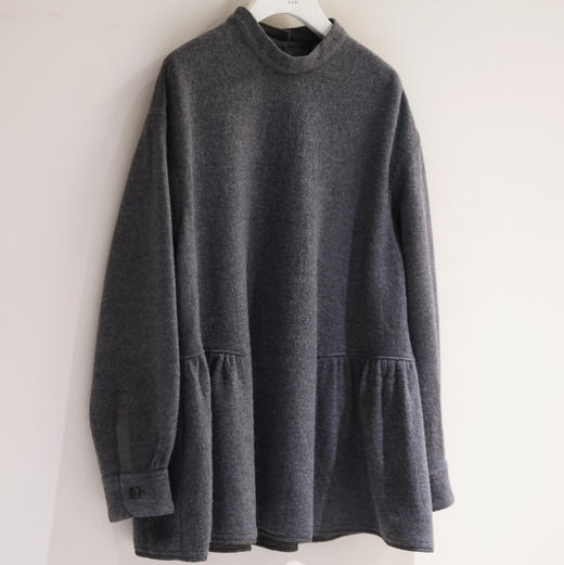 黄阿福 柔软斜纹羊毛细褶套头衬衫 商品图1