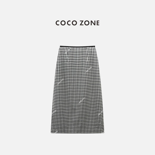 COCO ZONE 时尚黑白格纹半身裙气质通勤中长裙CC1C1830 商品图0