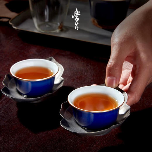 学古|青泉杯 霁蓝釉景德镇陶瓷功夫茶具茶器6只礼盒装 50ml 商品图0