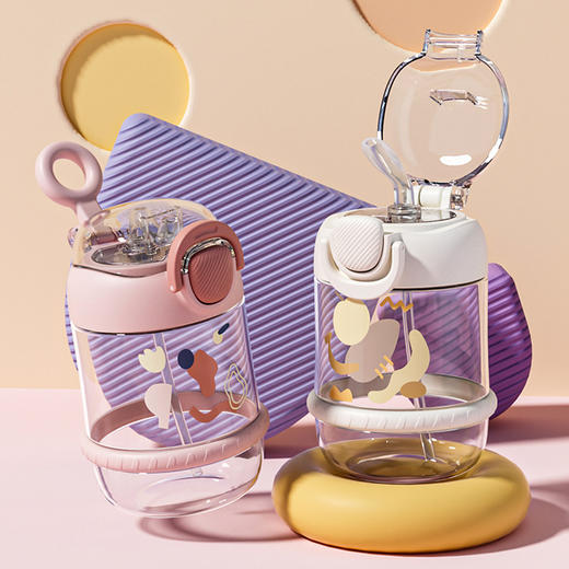 网红爆款超萌可爱高颜值大肚杯卡通学生带吸管大容量塑料水杯开学季爆款 商品图0