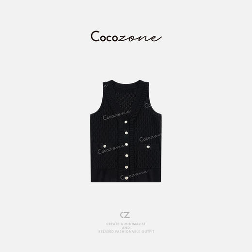 COCO ZONE 法式复古单排扣休闲无袖针织背心ACD1A0170 商品图0