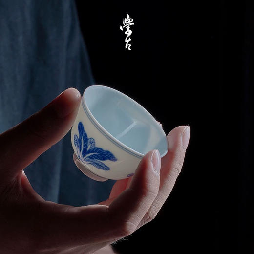 学古|青花百财杯 手工仿明代万历器型景德镇瓷茶杯 6只礼盒装40ml 商品图1