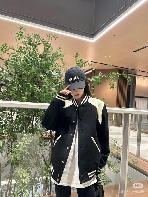 新品 Celine 2024SS 新款真小羊皮拼接羊毛棒球服 商品图5