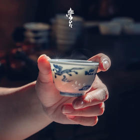 学古|青花飞马杯 手工仿明代万历景德镇茶杯高端品茗主人杯 6只装