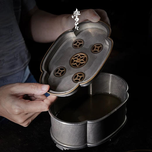 学古|海棠壶承 中式复古手工纯锡储水式潮汕工夫茶盘干泡台茶海 商品图0