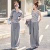 时尚休闲运动，洋气显瘦气质高腰阔腿裤三件套HR-HRYZ2049 商品缩略图0