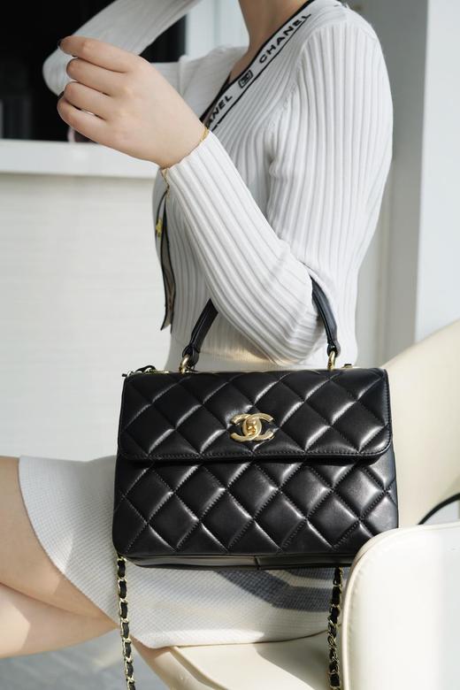 香奈儿TrendyCc口盖包正品皮小羊皮黑金（HH） 商品图10