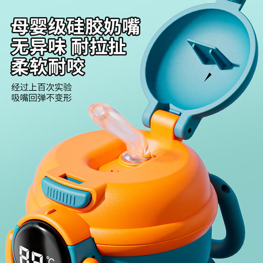智能儿童保温杯 316不锈钢卡通可爱带杯套儿童水杯吸管杯子高颜值 商品图3